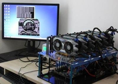 A high-quality image of a mining rig in action