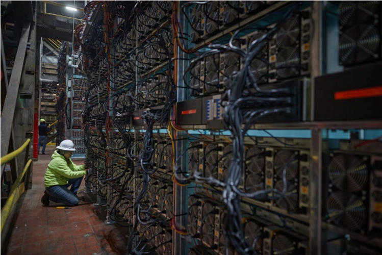 An illustration of a high-performance mining rig in action, showcasing its components and role in cryptocurrency extraction